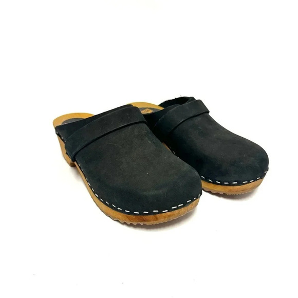Vollsjo V-Back Suede Swedish Wooden Clog - Size 36 (5.5) - Picture 1 of 8